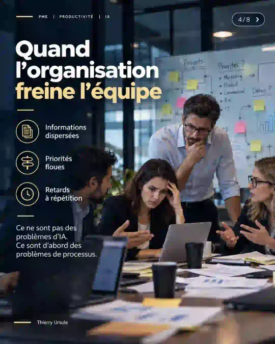 Quand l’organisation freine l’équipe : informations dispersées, priorités floues, retards à répétition. Ce sont d’abord des problèmes de processus.